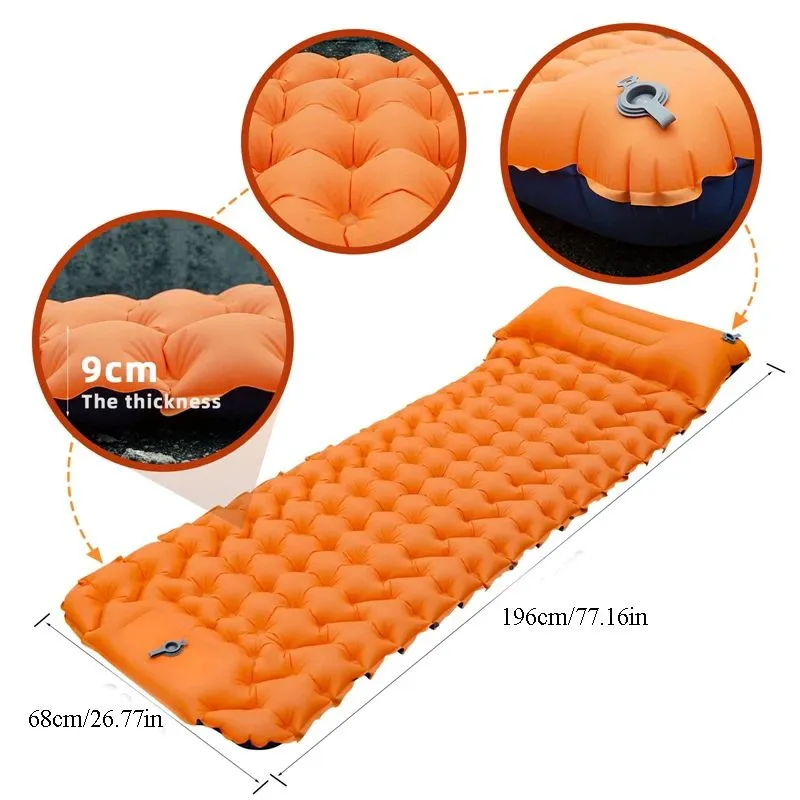 Mat Buitin Foot Pump TPU Outdoor Fast Inflatable Mattress Ultralight Portable Camping Damp Proof Sleeping Pad Lunch Break Cushion
