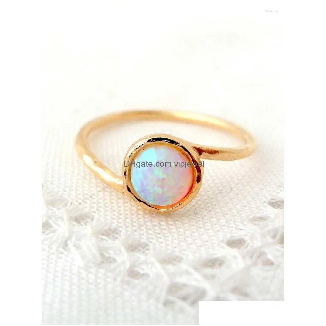 Cluster Rings Milangirl Simple White Opal Inlaid Interlaced Ring Exquisite Jewelry Wedding Drop Delivery Dhacp