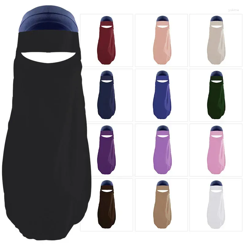 Ethnic Clothing High Quality Milk Fiber Niqab Muslim Woman Face Cover Hijab Veil Pull On Islamic Scarf Tie Back Head Headwrap