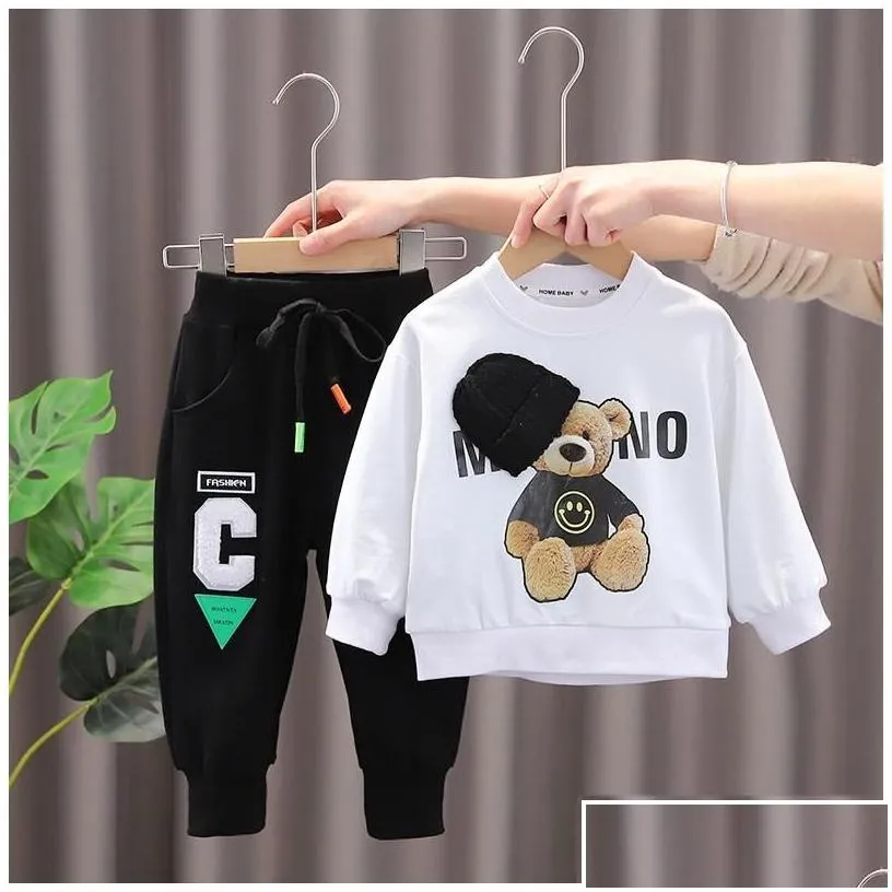 Clothing Sets Baby Girls Boys Children Casual Clothes Spring Kids Vacation Outfits Fall Cartoon Long Sleeve T Shirt Pants Drop Deliv