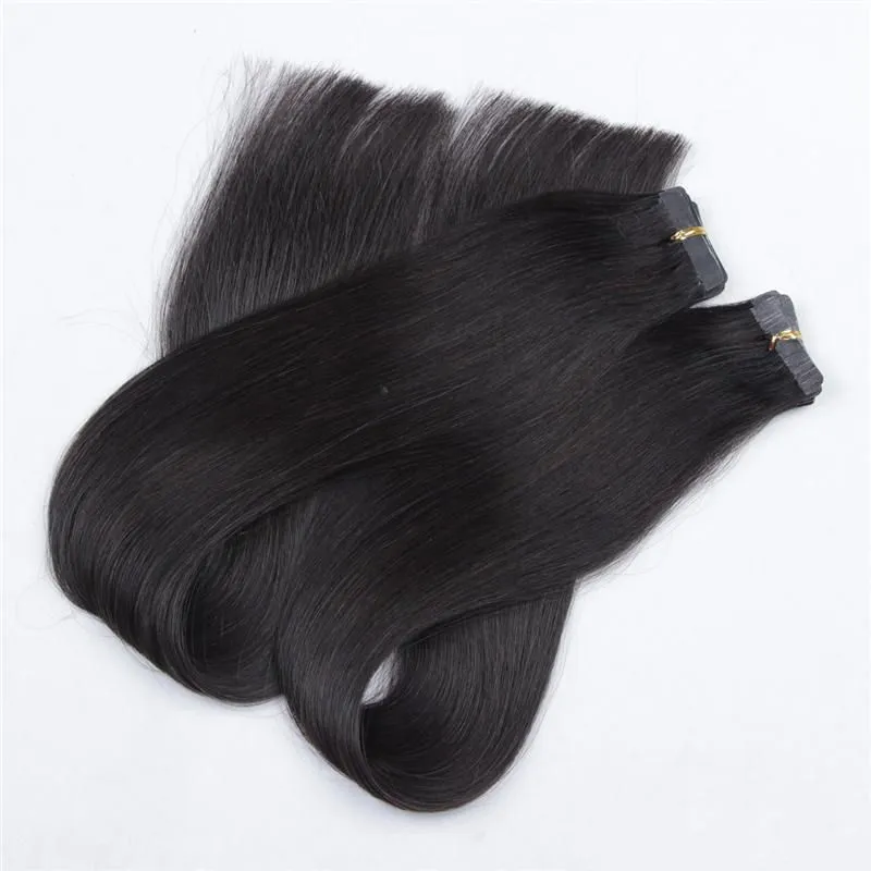 Color 1 60 Human Hair Extensions invisible tape remy hair 100g/40pieces Double Sides Adhesive