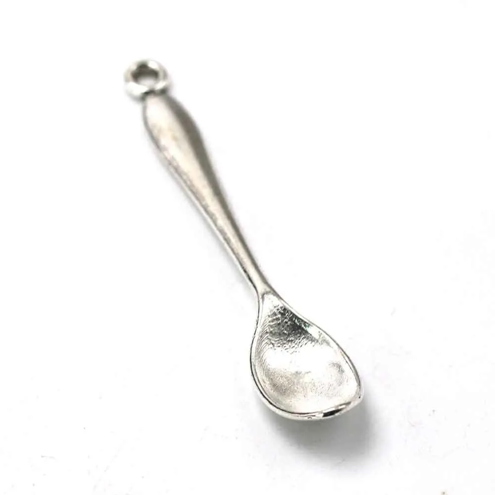 Charms 30Pcs Alloy Crown Spoon Antique Sier Pendant For Necklace Jewelry Making Findings 54X11X6.5Mm Drop Delivery Components Otb8H