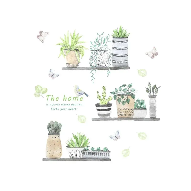 Wall Stickers Creative Green Plants Delicate Removable Self Adhesive Decal For Sticker Household Decoration