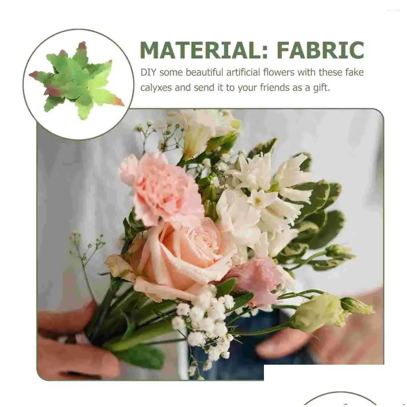 Decorative Flowers Artificial Flower Calyxes Fabric Rose Sepals Diy Craft Scrapbooking Wedding Corsage Bouquet Wreaths