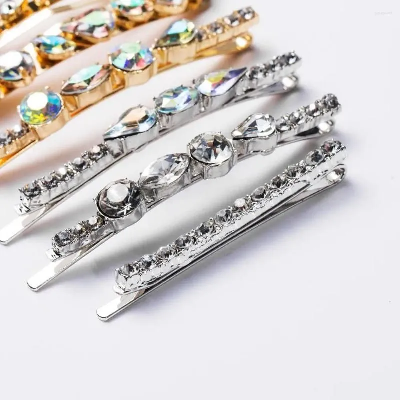 Hair Clips SHIFEEL 2023 Fashion Retro Bohemia AB Multicolor Rhinestone Duckbill Clip Side Barrettes For Women Hairwear