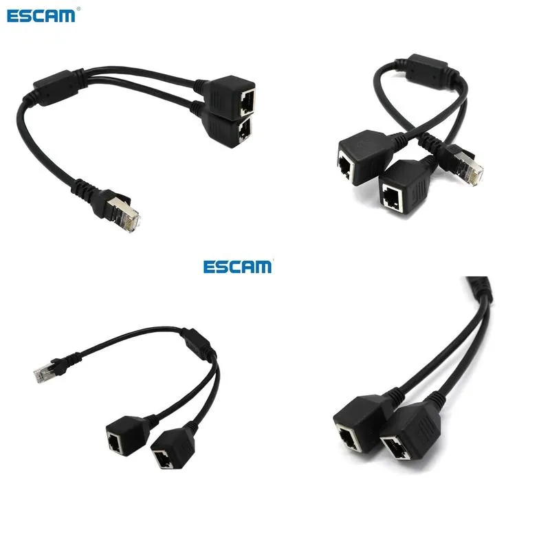 RJ45 1 Male To 2 Female Socket Port LAN Ethernet Network Splitter Y Stable Transmission Cat5e Cat5 Cat6 Easy Adapter Cable