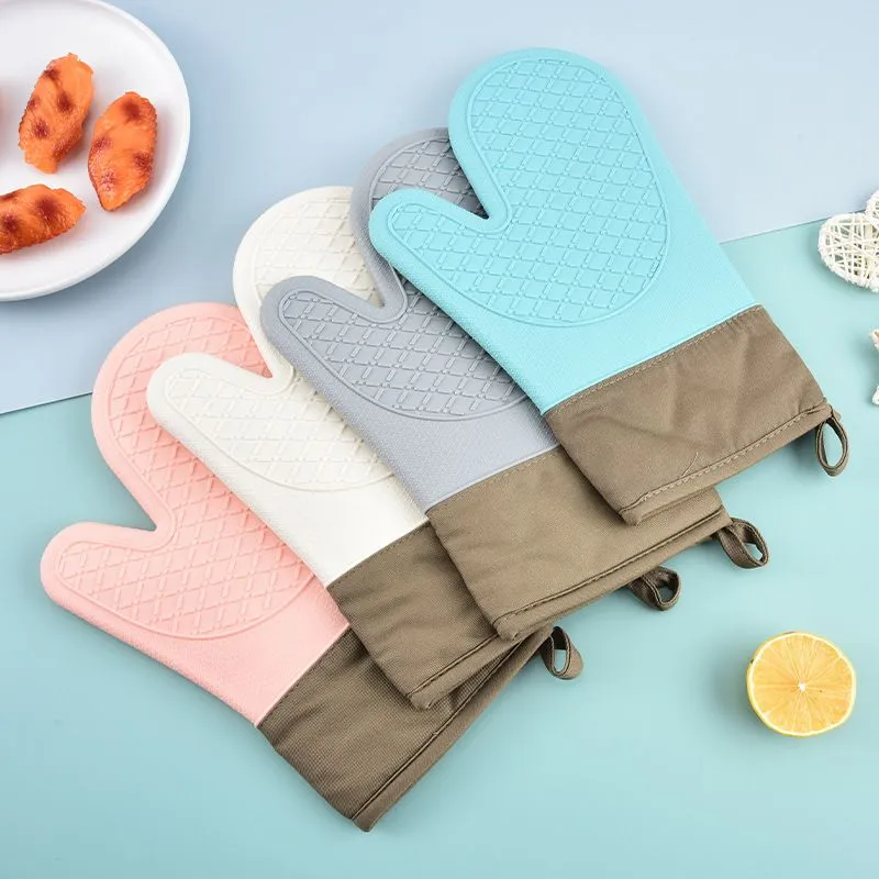 Silicone Oven Insulated Gloves Microwave Oven Anti-scalding Gloves Bakeware Resistant Mitts Baking Tools Kitchen Accessories YFA1886