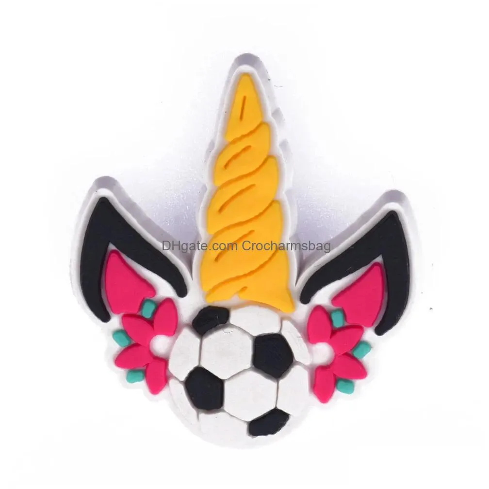 Shoe Parts & Accessories Custom Cartoon Football Souvenir Rubber Charm Ball Games Decoration Drop Delivery Shoes Dh6Mw