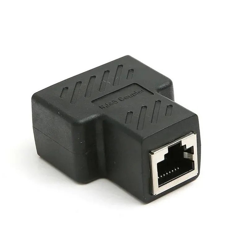 1pc Black Ethernet Adapter Lan Cable Extender Splitter for Internet Connection Cat5 RJ45 Splitter Coupler Contact Modular Plug