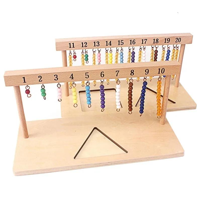 Montessori Teaching Math Toys Digitals Numbers 120 Hanger And Color Beads Stairs for Ten Board Preschool School Training 240131