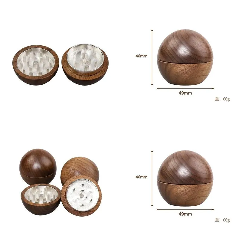 Herb Grinder Spherical Wooden Smoke Household Smoking Accessories Tobacco Grinders 37X54Mm Drop Delivery Home Garden Sundries Dhucr