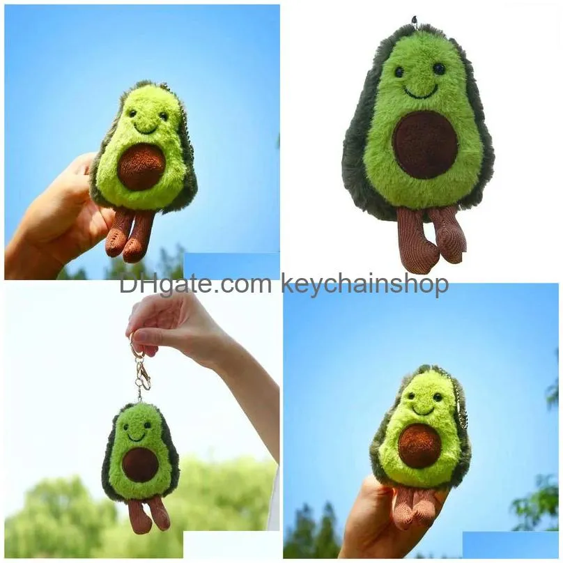 Keychains & Lanyards 13Cm Cute Avocado Keychain Stuffed P Filled Doll Key Ring Child Christmas Gift Girl Baby R231012 Drop Delivery F Dhce5