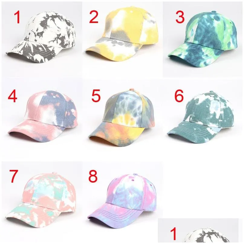 Ball Caps New Fashion 7 Colors Tie Dye Candy Color Baseball Cap Men Women Messy Bun Hat Snapback Casual Hats Drop Delivery Accessories Dhmrk