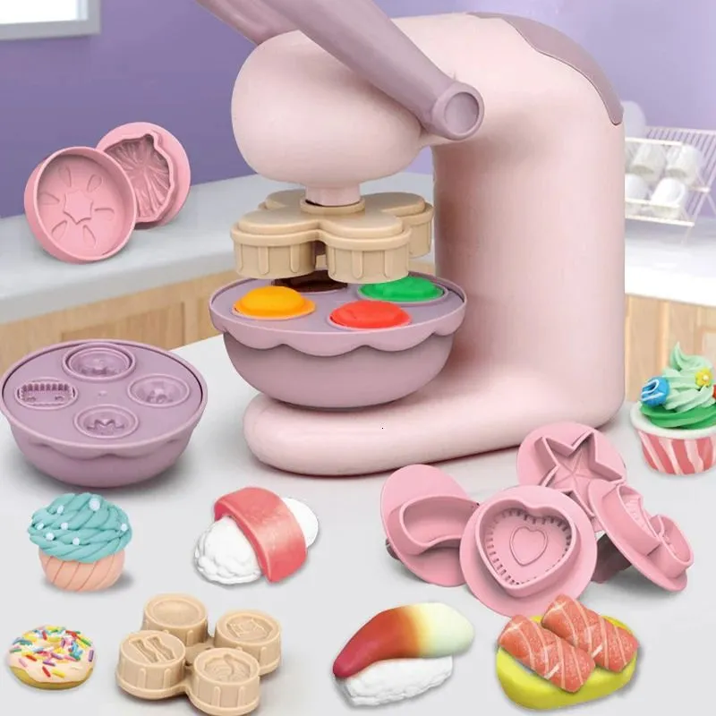 Diy Colourful Clay Pasta Machine Children Pretend Play Toy Simulation Kitchen Ice Cream Suit Model For Girl Toys Gift 240117