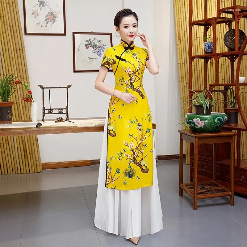 Ethnic Clothing Women Vietnam Traditional Dress Woman Vietnamese Ao Dai Long Cheongsam Qipao Robe Orientale Party Dresses China