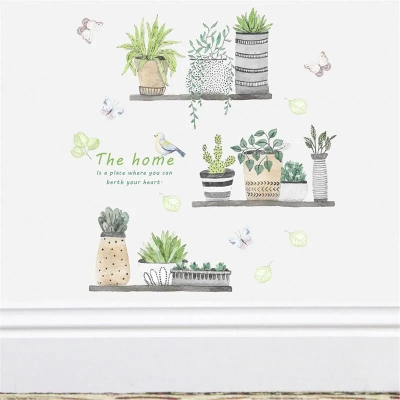 Wall Stickers Creative Green Plants Delicate Removable Self Adhesive Decal For Sticker Household Decoration