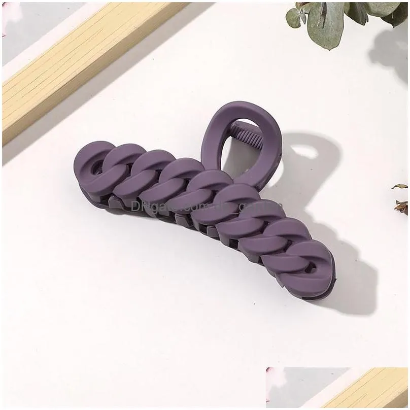 Clamps Women Frosted Chain Shape Hair Length 11 Cm Pure Color Plastic Claw Clips European Lady Ponytail Large Size Hairpins Dhgarden Dhyp7