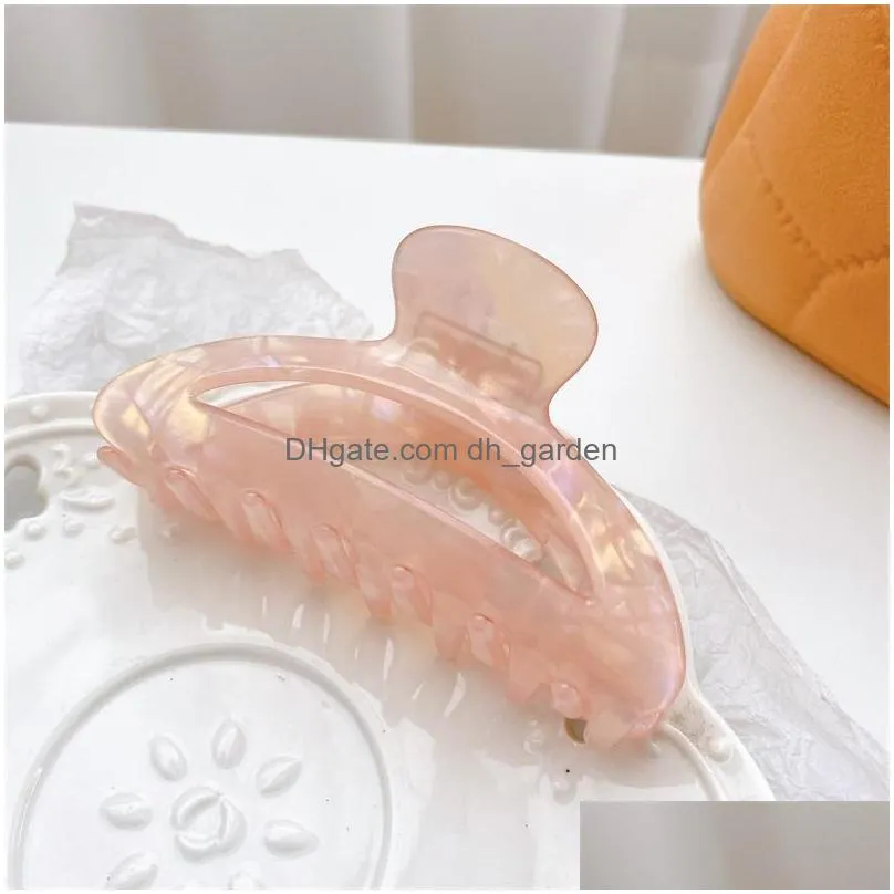 Clamps Women Semicircle Shape Hair Clamp Dazzle Color Hollow Out Geometric Clips Claw Acetic Acid Ponytail Medium Hairpins Dhgarden Dhoa0