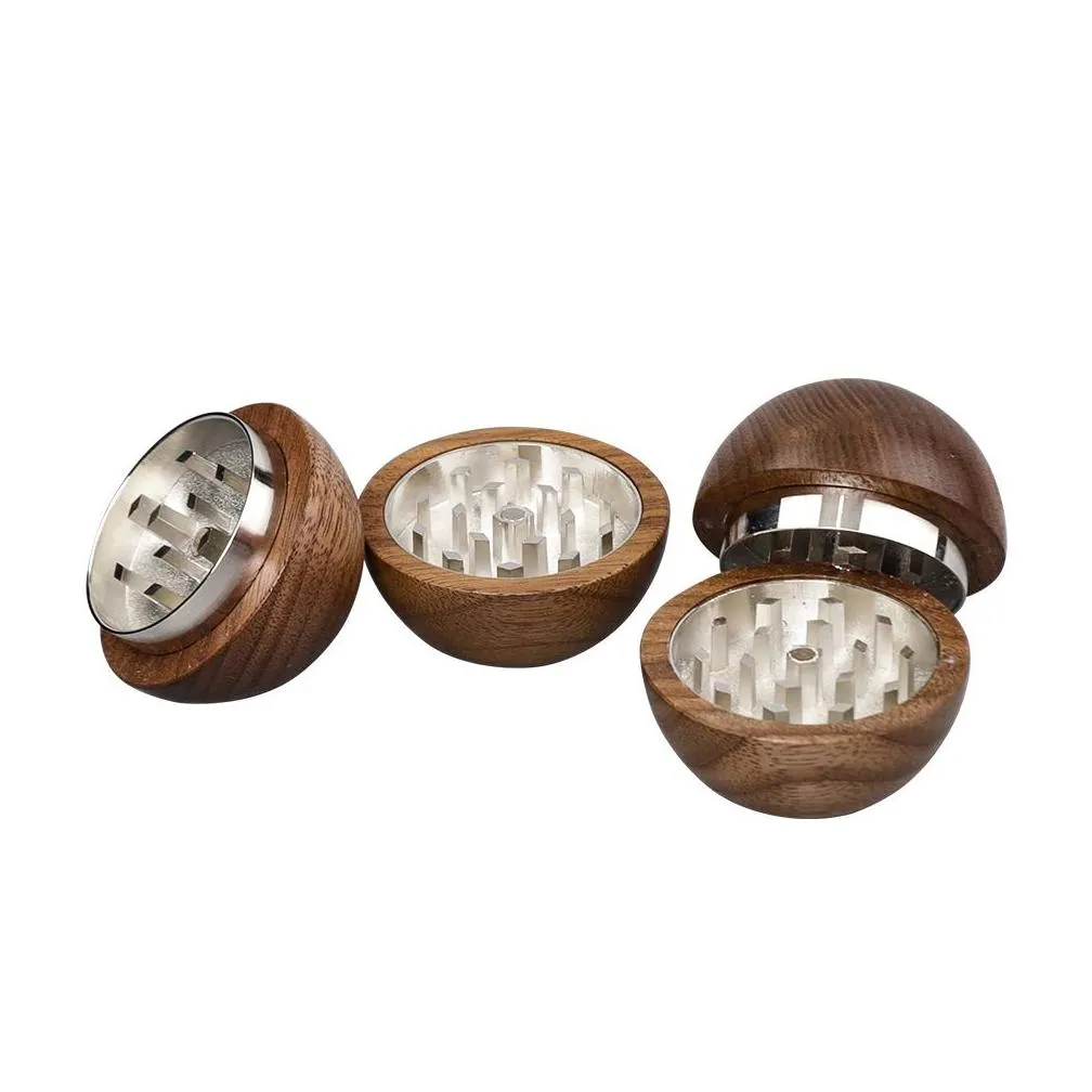 Herb Grinder Spherical Wooden Smoke Household Smoking Accessories Tobacco Grinders 37X54Mm Drop Delivery Home Garden Sundries Dhucr