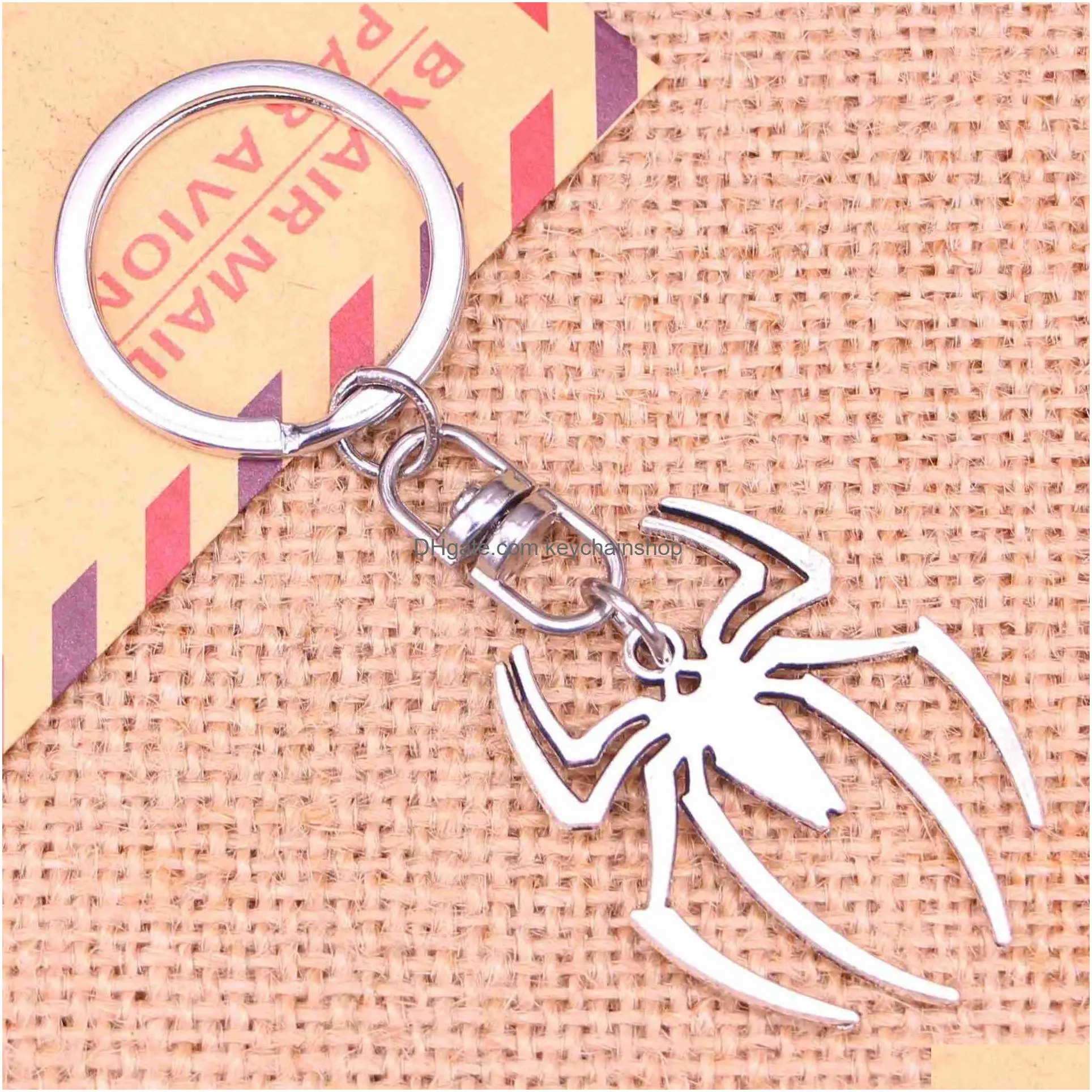 Keychains & Lanyards 2Pcs New Fashion Keychain 38X29 Mm Spider Halloween Pendants Men Key Chain Souvenir For Gift R231005 Drop Delive Dhyfa