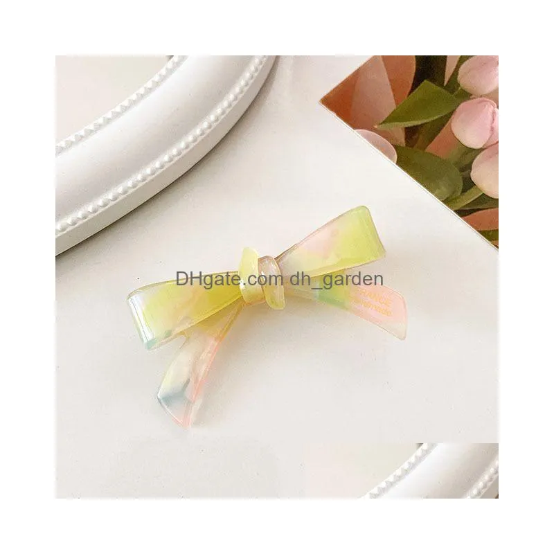 Clamps New Creative Design 6.3Cm Cute Bowknot Colorf Hair Clip For Sweet Girls Acetic Acid Duckbill Accessories Drop Delive Dhgarden Dh6Zb