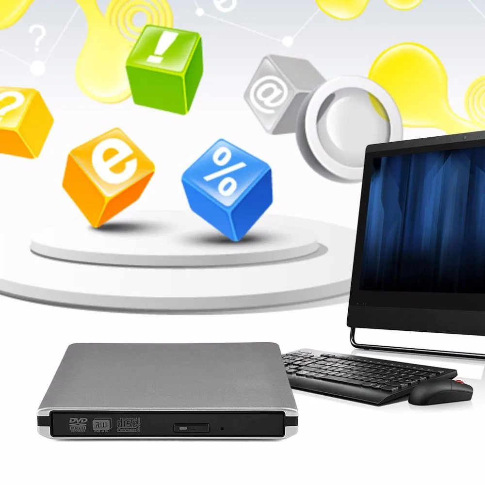 Freeshipping USB3.0 DVD RW Slim 5.0Gbps CD/DVD-RW Writer External DVD Burner Drive 50-60Hz All ABS In stock!