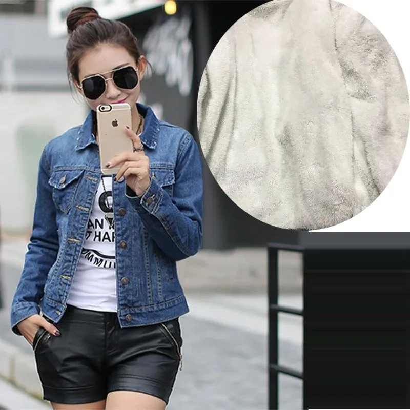 Spring Autumn Winter Female Jacket Fashion Women Bomber Jacket Wool lining denim for women Warm Jeans Coat Female