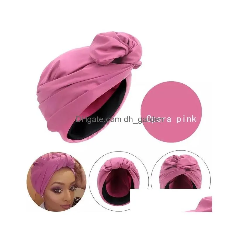 Beanie/Skull Caps 2022 New French Vintage Turban Scarf Female Bandana Headband Womens Hair Er Cap Ladies Head Wraps Muslim H Dhgarden Dhrxg