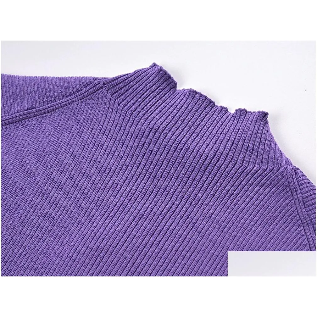 3019 2024 Runway Spring Summer Brand SAme Style Short Sleeve Purple Crew Neck Womens Clothes High Quality Womens Yl