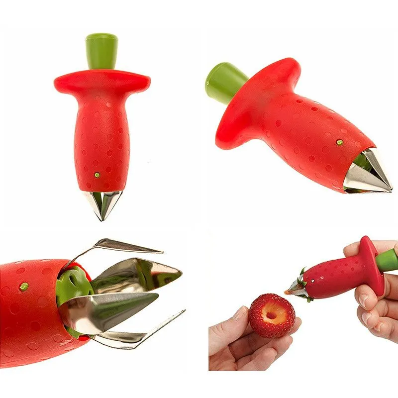 Hullers Metal Plastic Fruit Leaf Gadget Tomato Stalks Strawberry Knife Stem Remover Kitchen Cooking Tool TLY024