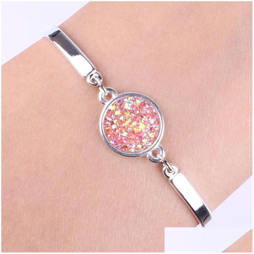 Cuff Selling 12Mm Handmade Druzy Bracelet Trendy Womens 925 Sier Tone Wholesaling Drop Delivery Jewelry Bracelets Dhe31