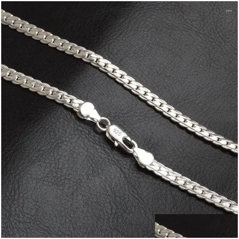 Chains 925 Sterling Sier Christmas Gifts European Style Mm Flat Chain Necklace Fashion For Man Women Jewelry Drop Delivery Otpcx