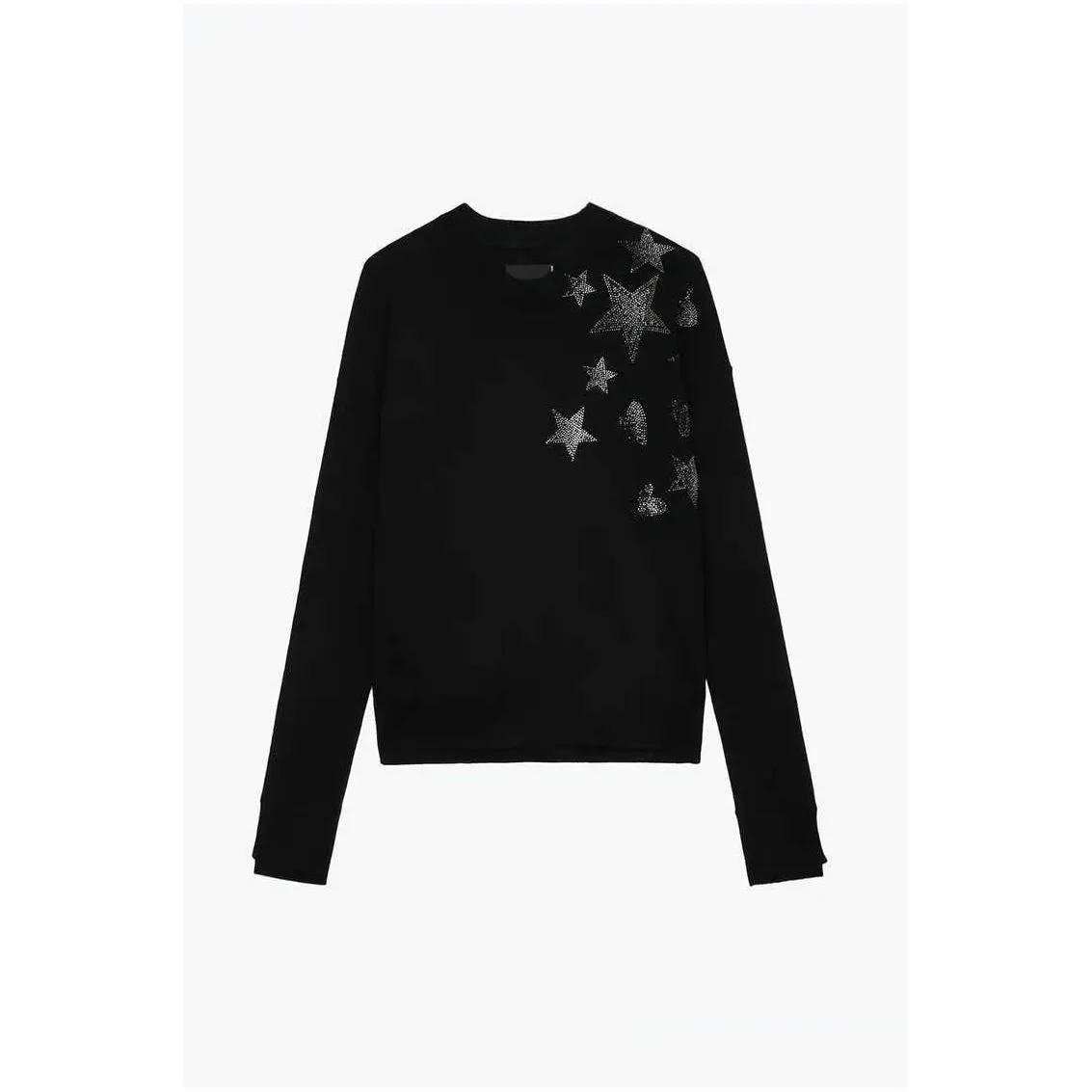 Women`S Sweaters Zadig Voltaire 23Ss Women Designer Sweater Fashion New Love Drilling Black Wool Knitted 100% Cashmere Plover Jumper Otfib