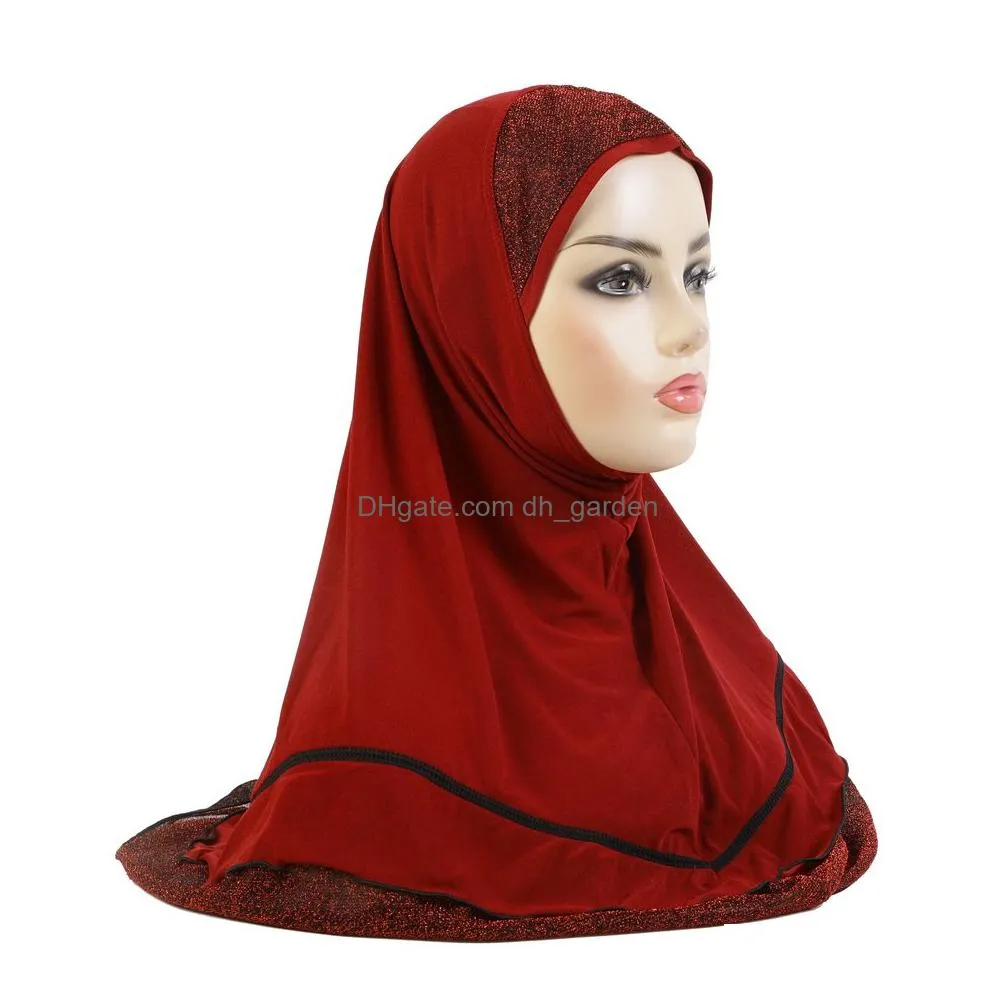 Beanie/Skull Caps One Piece Amira Muslim Hijab Women Instant Scarf Glitter Khimar Headscarf Turban Pl On Ready Made To Wear Dhgarden Dh2Ai