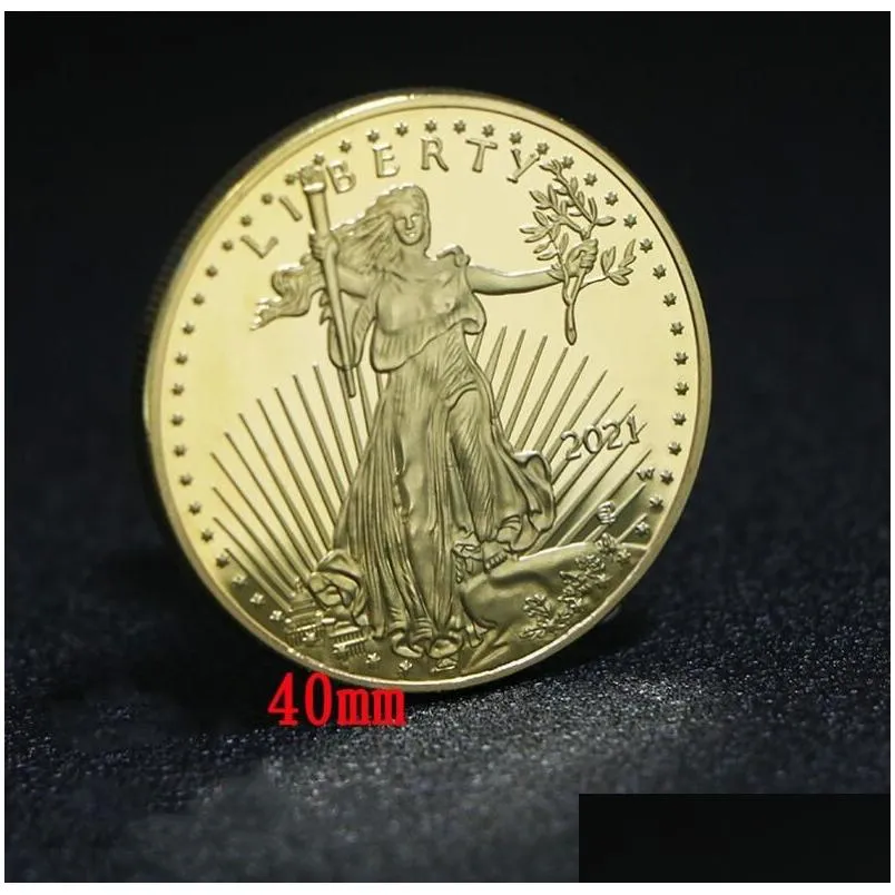 arts and crafts 5 pcs non magnetic dom  badge gold plated 32.6 mm commemorative statue liberty collectible decoration coin dhabh