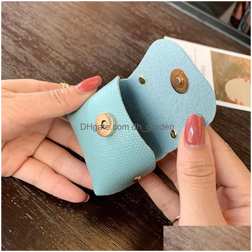 Key Rings Pompom Leather Bag Keychains Coin Purses Chains Holders Fashion Pu Pouches Pendant Keyrings Trinkets Cute Women P Dhgarden Dhpus