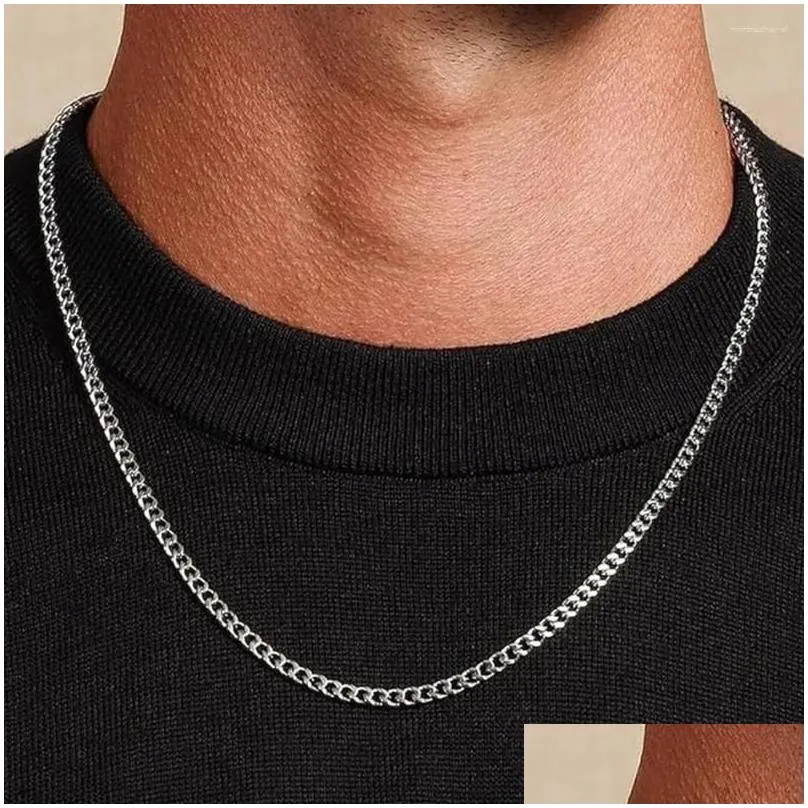 Chains Stainless Steel Chain Necklace For Men Long Choker Collar Neck Jewelry Valentine`s Day Gift Greeting Cards