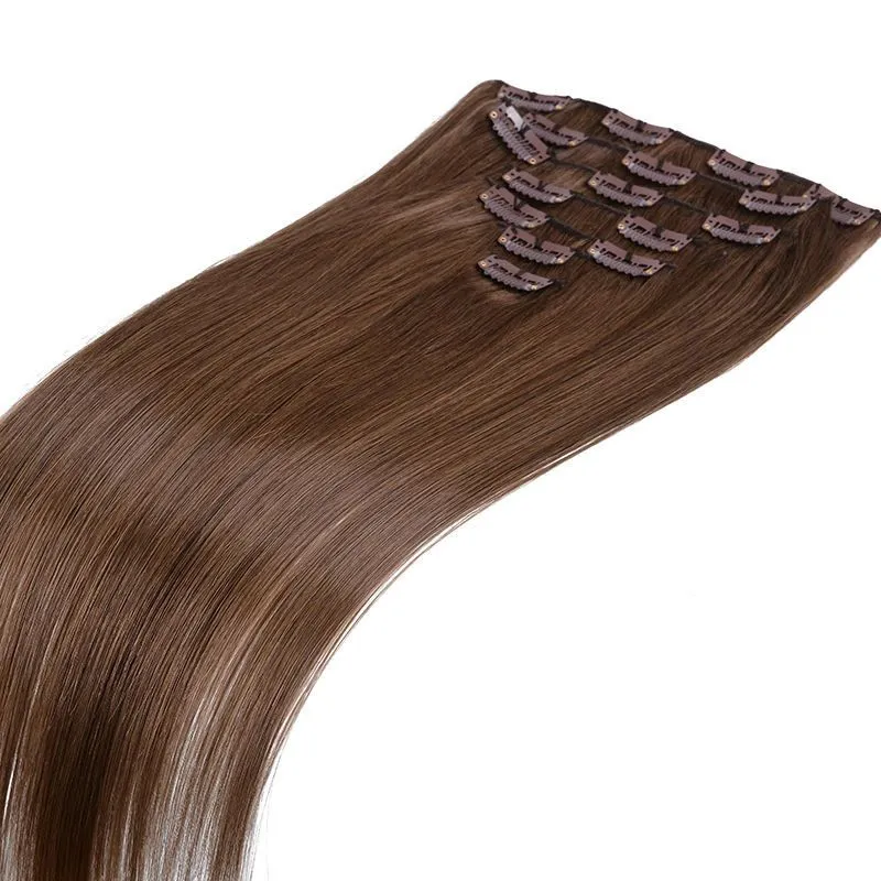 blonde brown black brazilian virgin human hair clip in hair extensions straight unprocessed clip ins 1226 inches