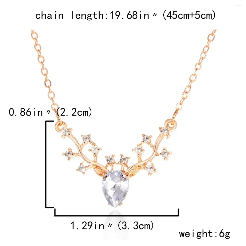 Chains Exquisite Shiny Crystal Zircon Elk Pendant Necklace For Women Luxury Golden Color Chain Girls Romantic Valentine`s Gift
