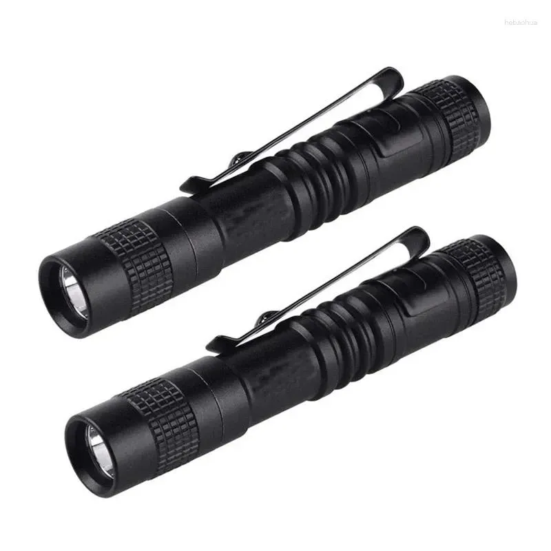 Portable Lanterns 2X Pen Torch Super Small Mini XPE-R3 LED Lamp Belt Clip Light Pocket With Holster