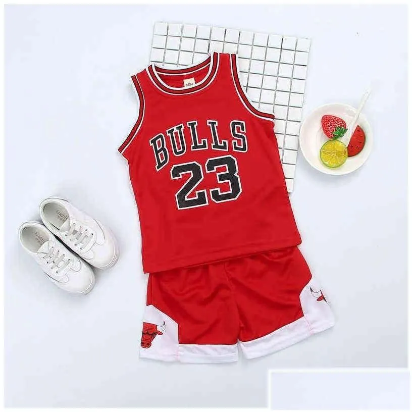 Clothing Sets 17 Boys And Girls Basketball Clothes Sports Suit Vest Shorts Baby Summer Childrens Suit262L Drop Delivery Kids Maternit