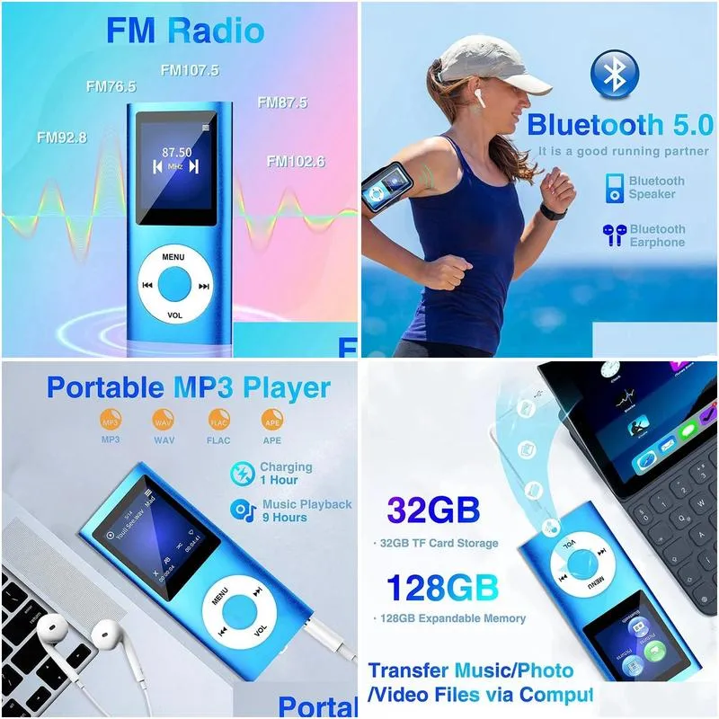 Mp3 & Mp4 Players Player With Bluetooth 5.0 Music 32Gb Tf Card Fm Earphone Portable Hifi Drop Delivery Electronics Ot5Zd