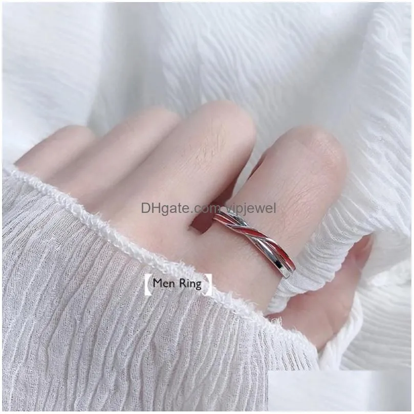 Wedding Rings Winding Twist Red Line Matchmaker Copper Plated Sier Couple Ring Men Women Propose Gift Finger Jewelry Wholesale Drop D Dh3Hm