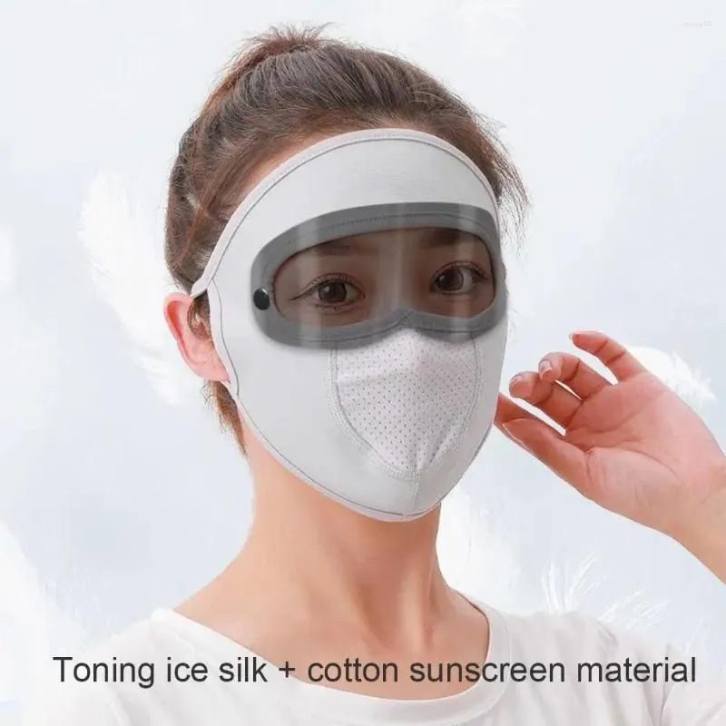 Cycling Caps Ice Silk Sun Protection Mask With Detachable Sunglass Summer Anti-UV Breathable Full Face Cover Outdoor Sport Equipment