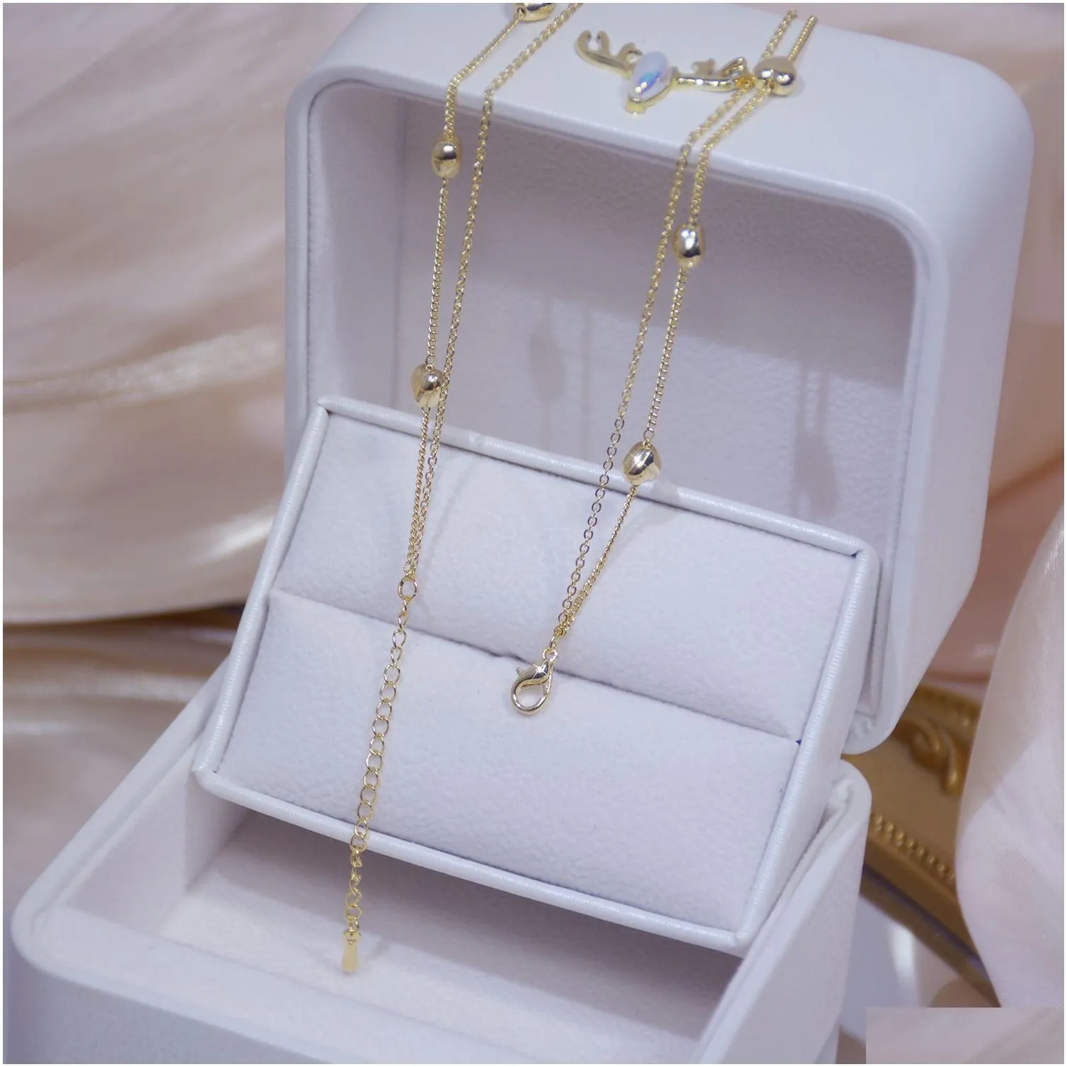 Pendant Necklaces Women Clavicle Chain Elegant Charm Wedding Necklace Gold Color Double Layer Heart Shining Bling Aaa Zircon Jewelry D Dhcj9