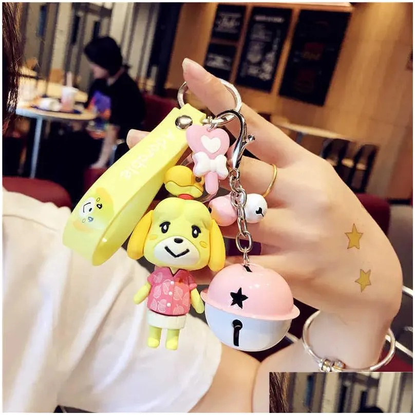 Key Rings Animal Crossing Keychain Doll Car Chain Isabelle Kk Nook Figures Toy Pendant Small Cute Keyring Accessories For Gift Drop D Dhhdu