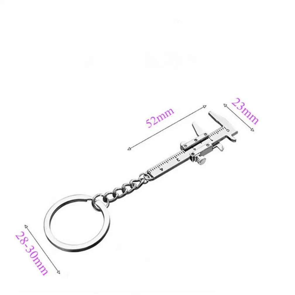 Keychains & Lanyards Cute Mini Caliper Tools Keychain Zinc Alloy Vernier Key Chains S Measuring Gauging Accessories Rers L230314 Drop Dhiv1