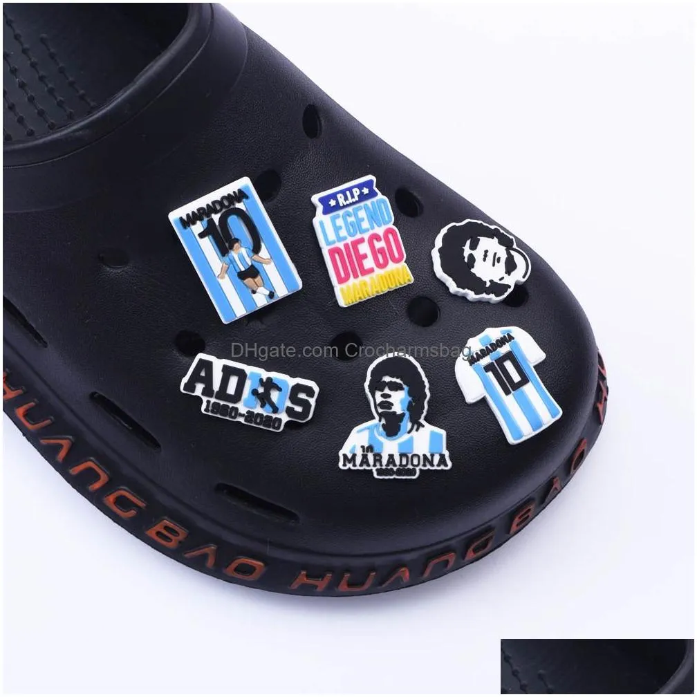 Shoe Parts & Accessories Wholesale Custom Clog Pvc Charms Argentina Football Team Maradona Character Brand Personal Drop Delivery Shoe Dh2Z4