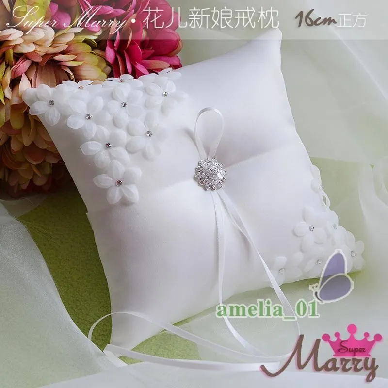 Party Decoration Wedding Accessories Event Supplies Mariage Festa Bridal Square Grid Crystal Drill Petals Floral Ring Pillow