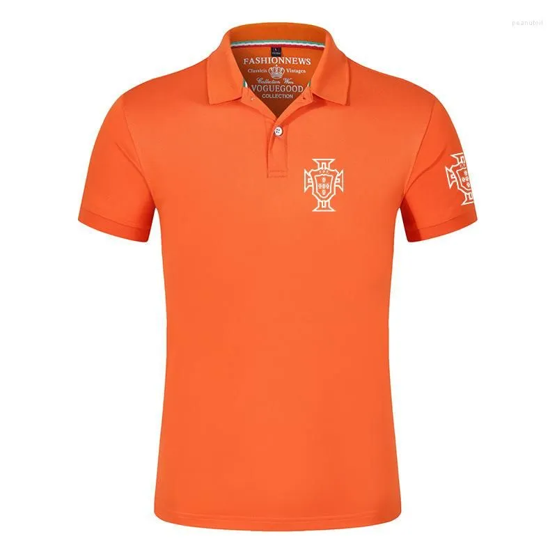 Men`s Polos Footballer Portugal 2023 Men`s Summer Breathable Solid Color Polo Shirts Printing Short Sleeve Comfortable Tops Clothing